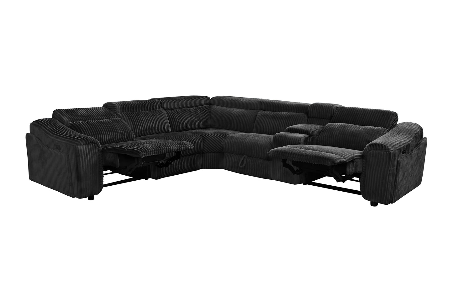 Zayven 6-Piece Modular Power Reclining Sectional – Black