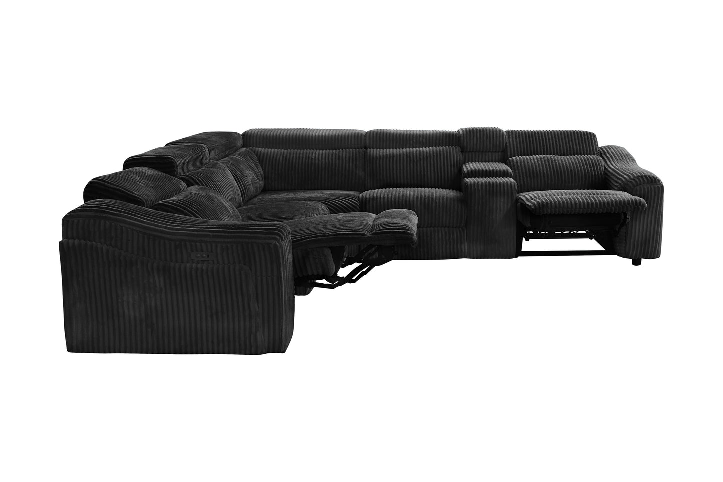 Zayven 6-Piece Modular Power Reclining Sectional – Black