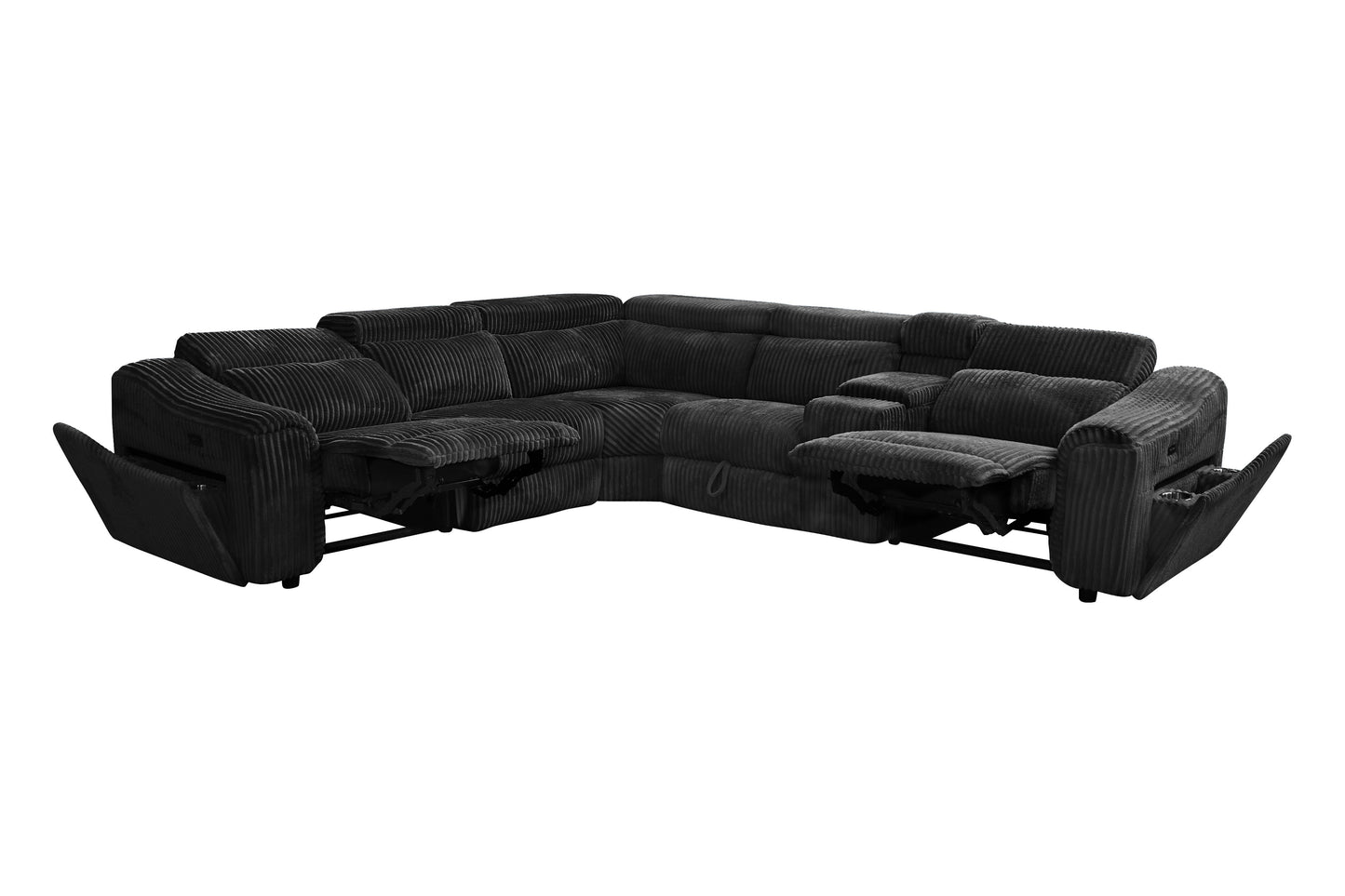 Zayven 6-Piece Modular Power Reclining Sectional – Black