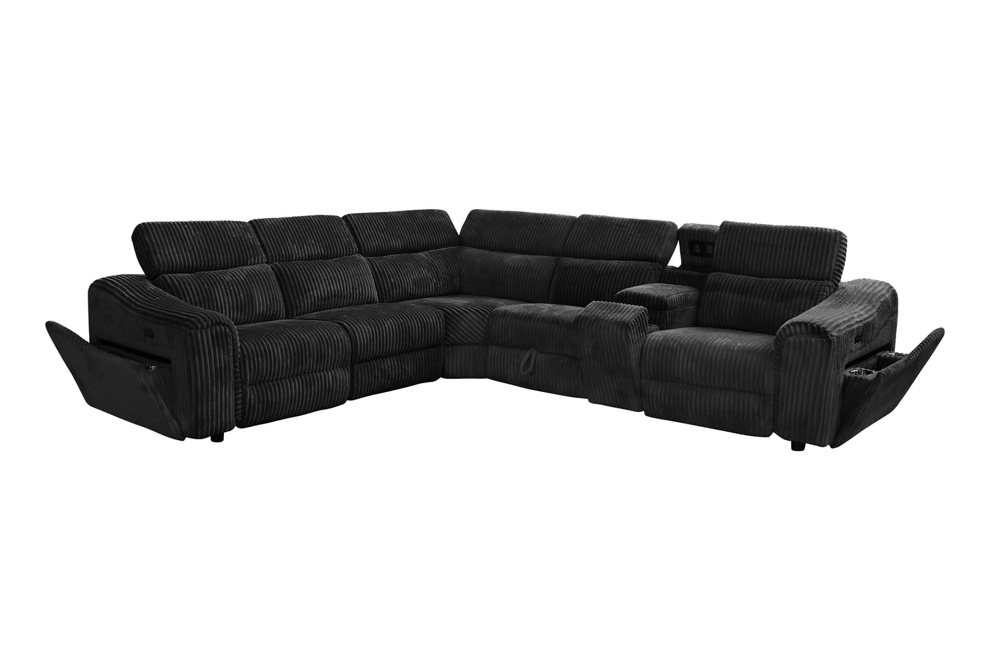 Zayven 6-Piece Modular Power Reclining Sectional – Black