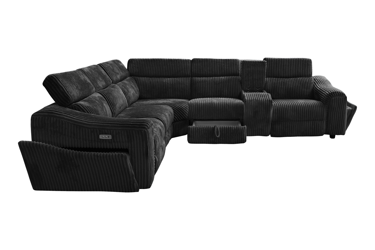 Zayven 6-Piece Modular Power Reclining Sectional – Black