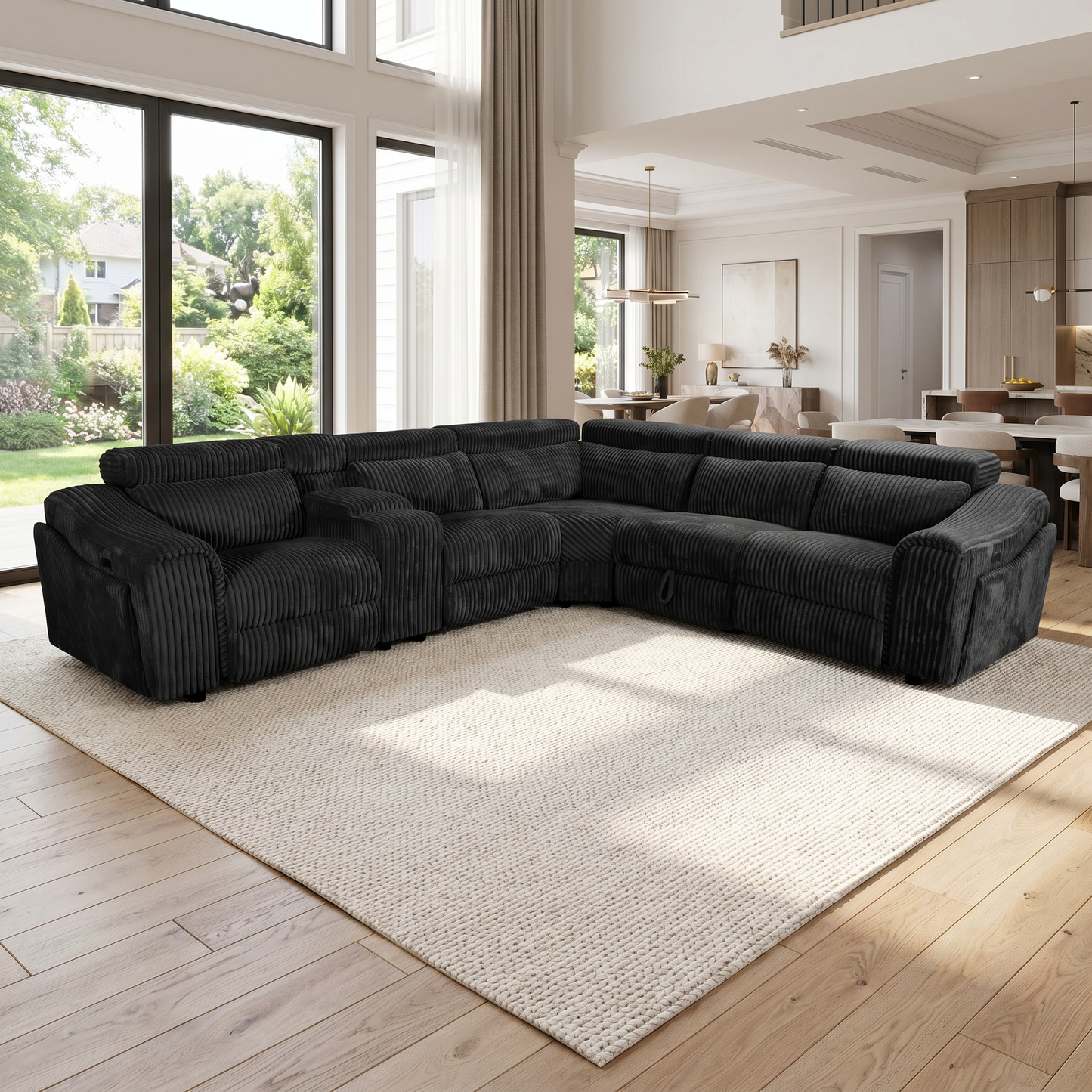 Zayven 6-Piece Modular Power Reclining Sectional – Black