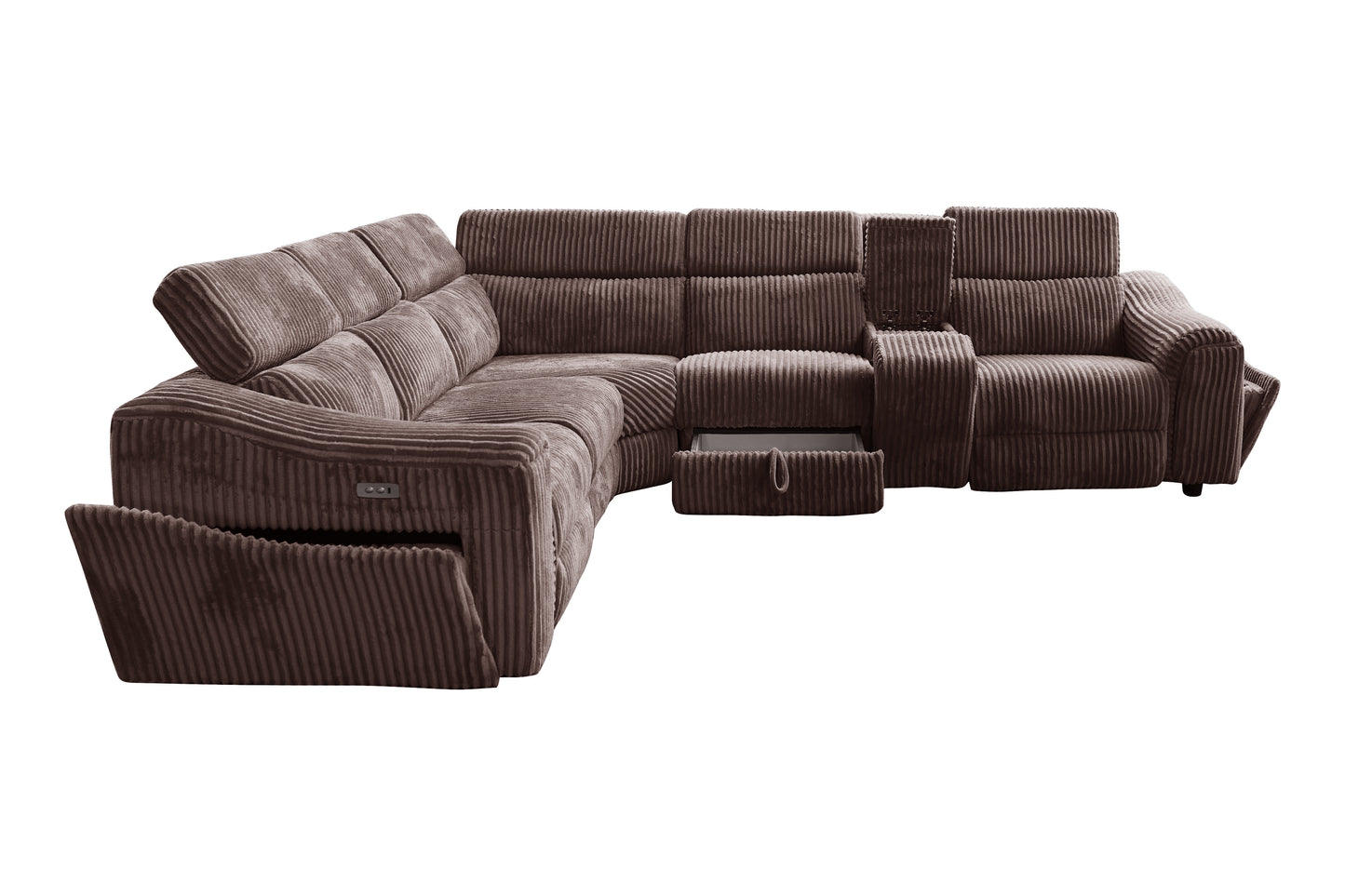 Zayven 6-Piece Modular Power Reclining Sectional – Brown