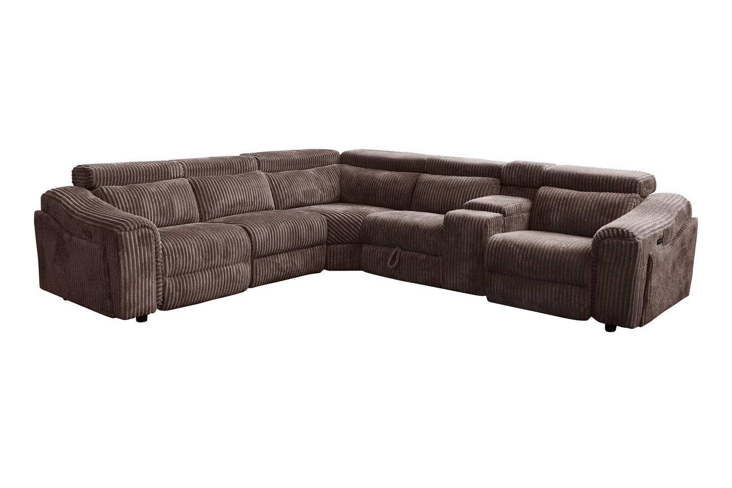 Zayven 6-Piece Modular Power Reclining Sectional – Brown