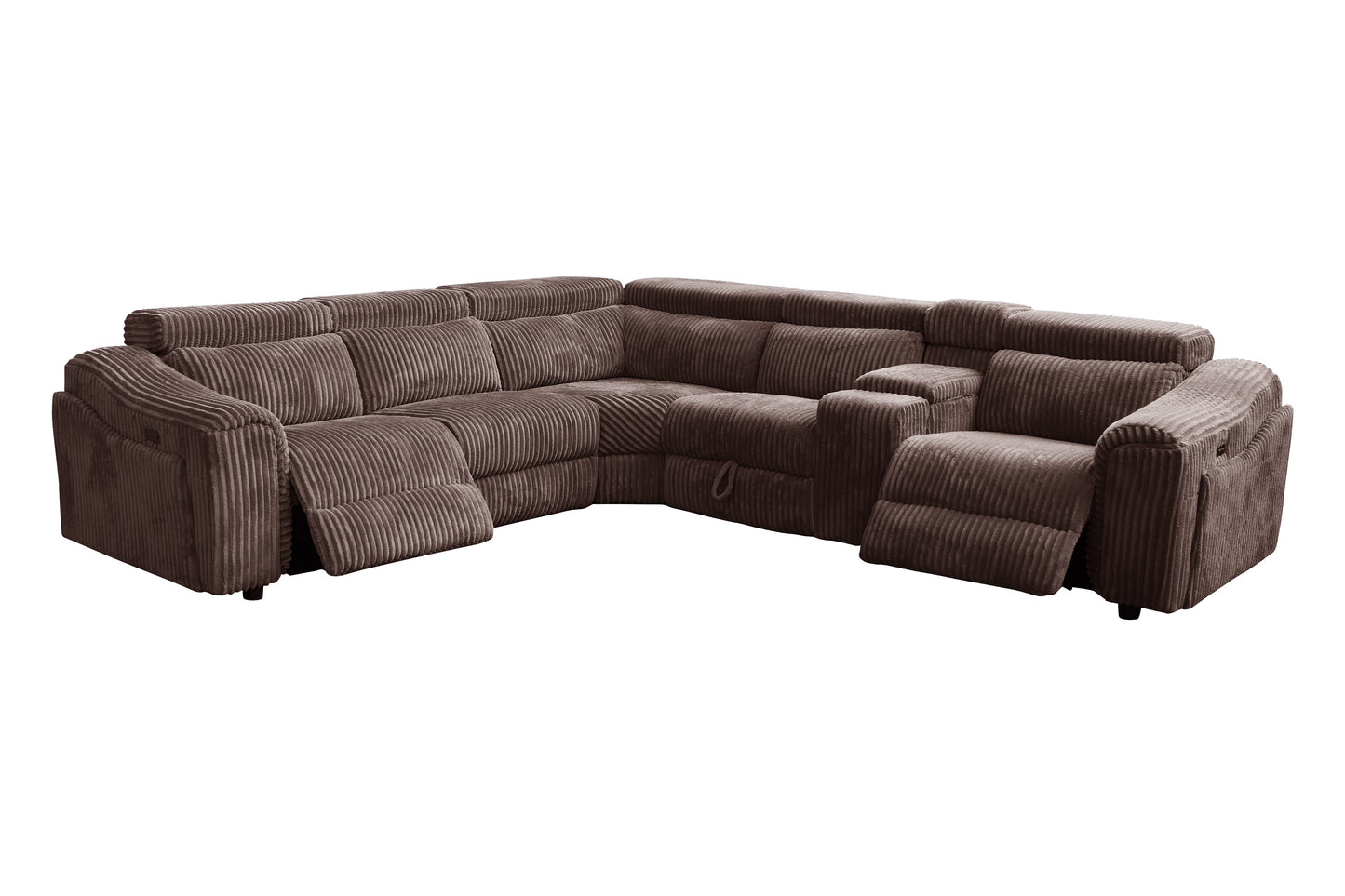 Zayven 6-Piece Modular Power Reclining Sectional – Brown