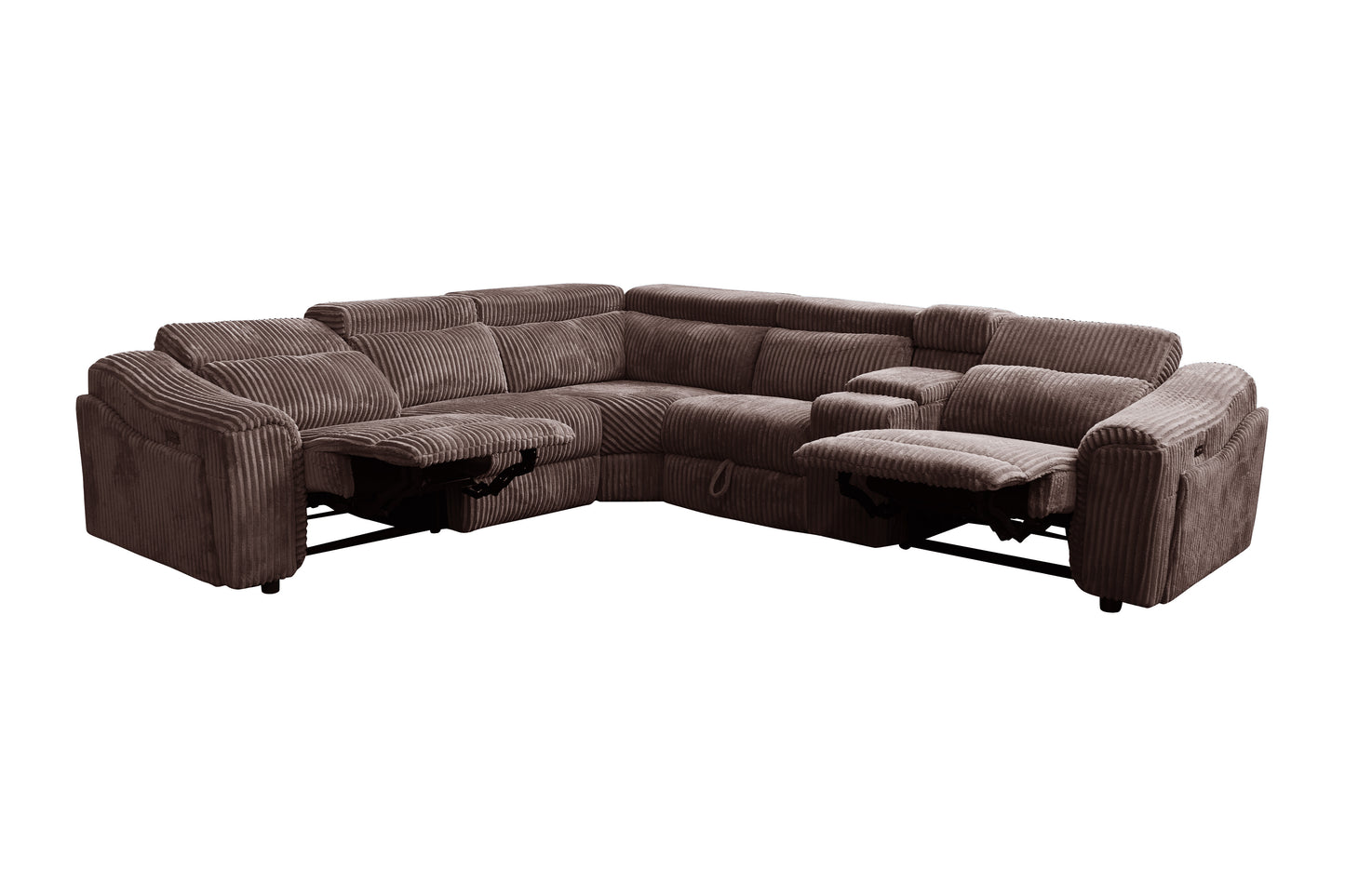 Zayven 6-Piece Modular Power Reclining Sectional – Brown