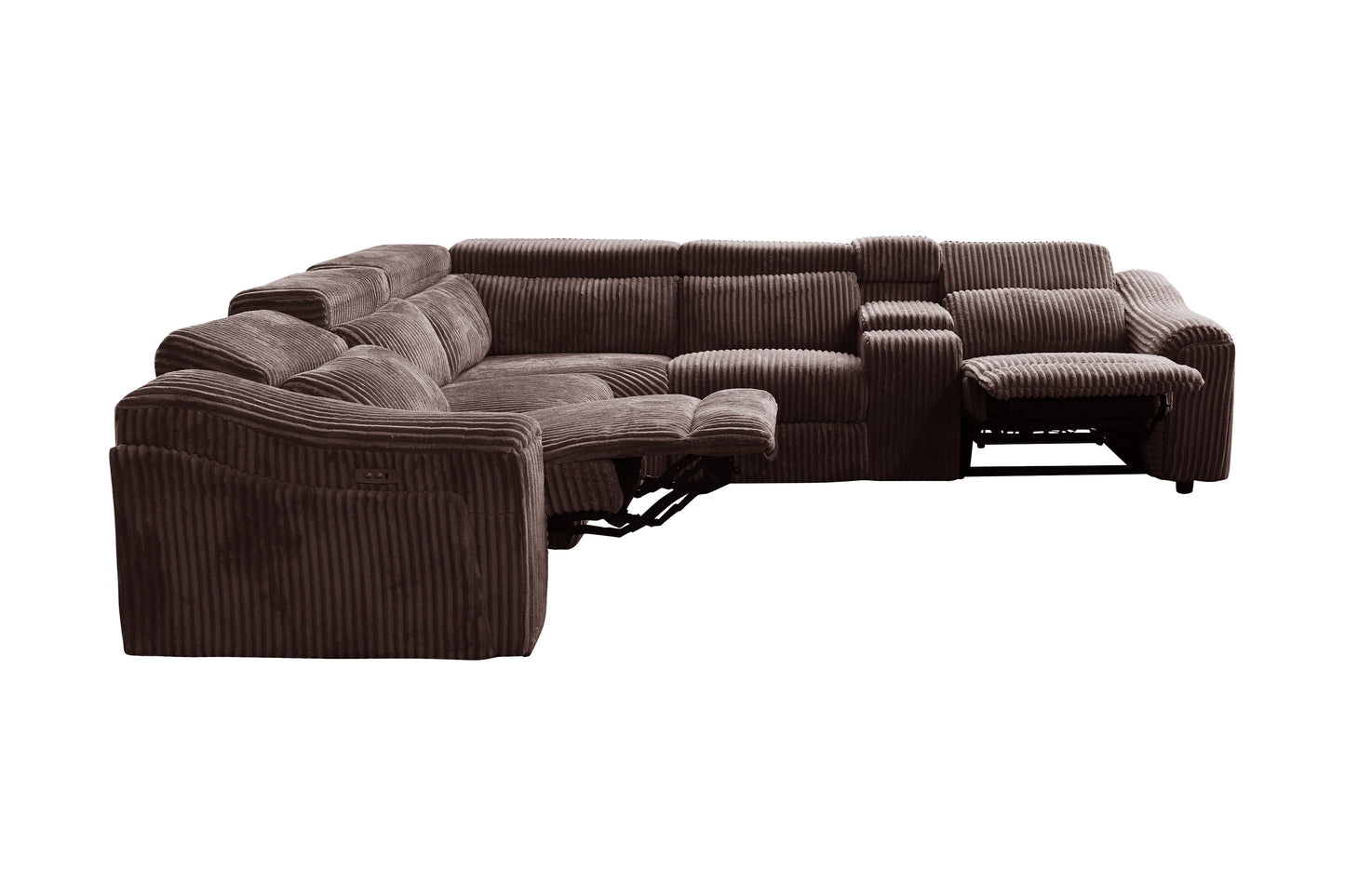 Zayven 6-Piece Modular Power Reclining Sectional – Brown