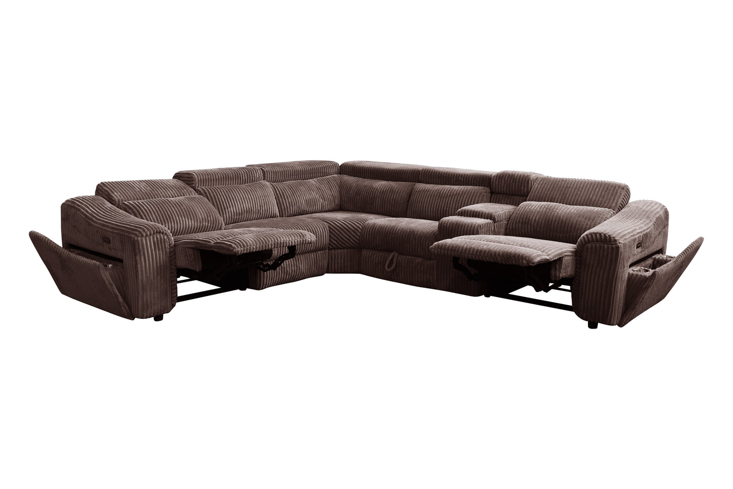 Zayven 6-Piece Modular Power Reclining Sectional – Brown