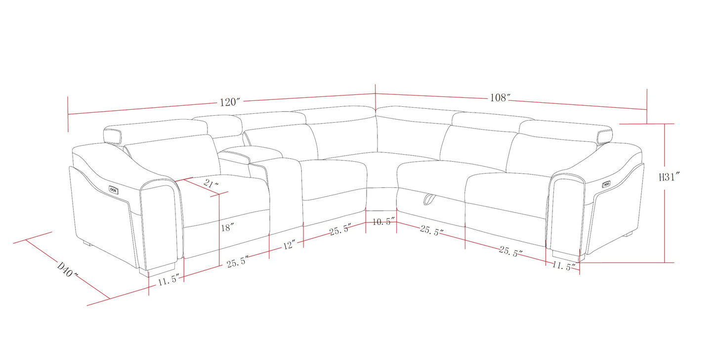 Zayven 6-Piece Modular Power Reclining Sectional – Black