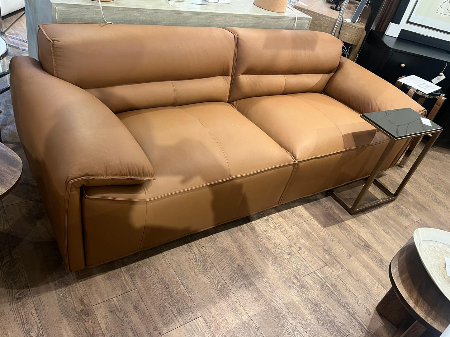 Buxton Italian Modern Leather Sofa – Rich Orange Finish