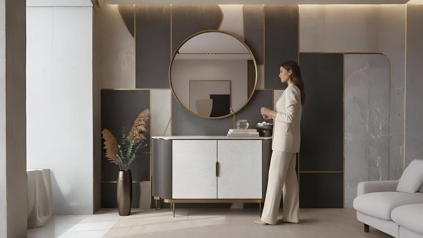 Alveris Sintered Stone Sideboard – Grey Silver